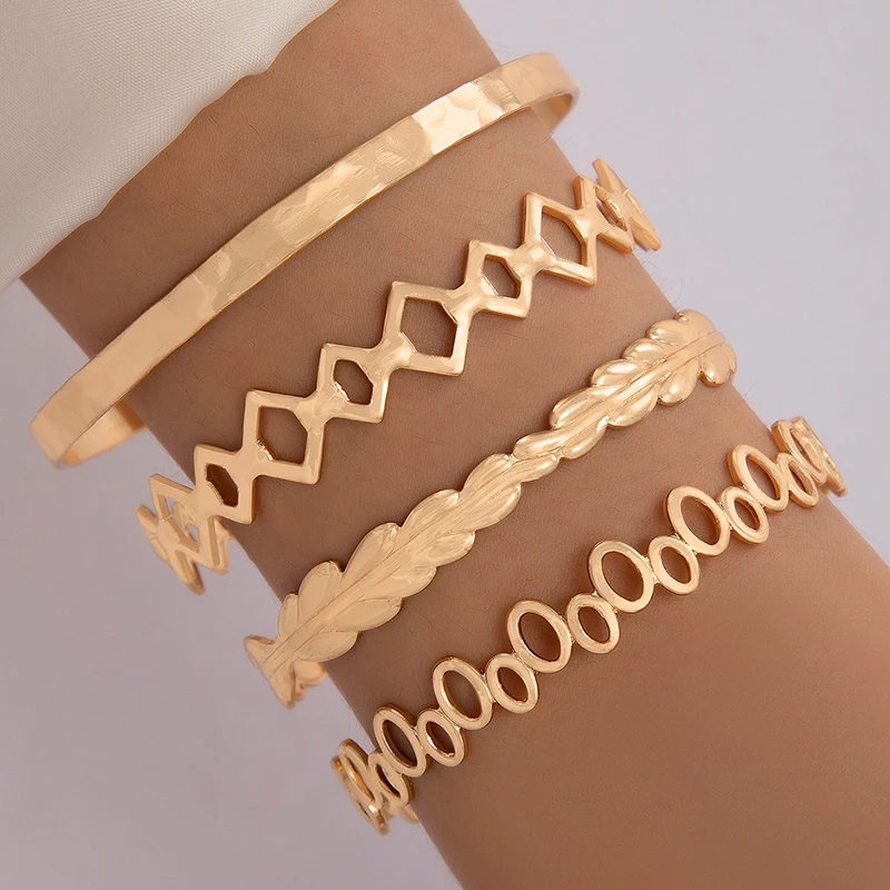 Tocona 14pcs/sets Trendy Gold Color Bracelets for Women Charming Alloy Metal Bangle Party Jewelry Bohemian Jewelry Gift 15165