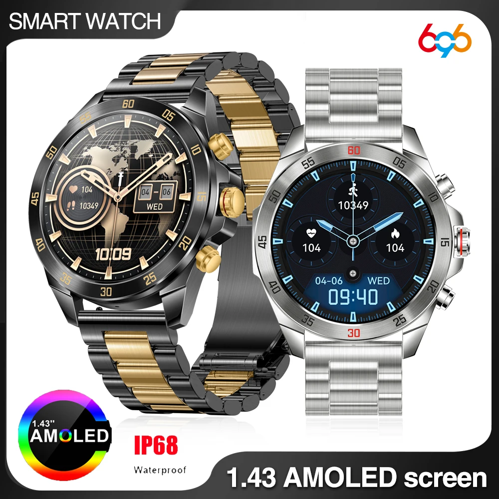 1.43' AMOLED Screen Women Blue Tooth Call Smart Watch Business Health Test Waterproof Sports Fitness Music Sleep Smartwatch Men