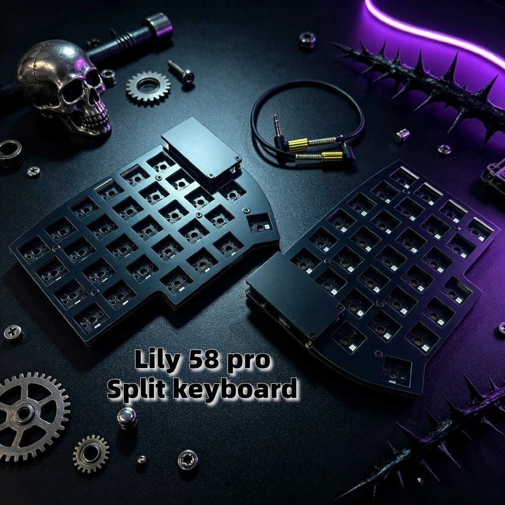 Low Profile Lily58 Pro Split Keyboard Kit 4x6 OLED/nice View Screen Wireless Bluetooth Dual-mode HotSwap Keyboard Game Mx Switch