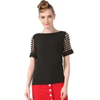 Summer Fashion Women Blouses & Shirts Hollow Out Sleeve Slash Neck Chiffon Blouse Plus Size - Image 5