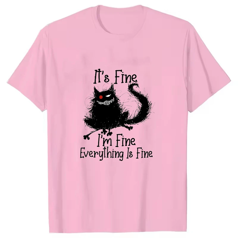 It's Fine Everything Is Fine Bedruckte T-Shirts für Damen und Herren, kurzärmelig, lustiges Rundhals-T-Shirt, lässige Sommer-Tops für Herren und Damen – Detail 7