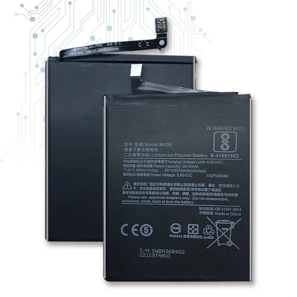 BN36 Replacement Battery For Xiaomi Mi 6X A2 2910Mah Batteria With Track Code + Tools