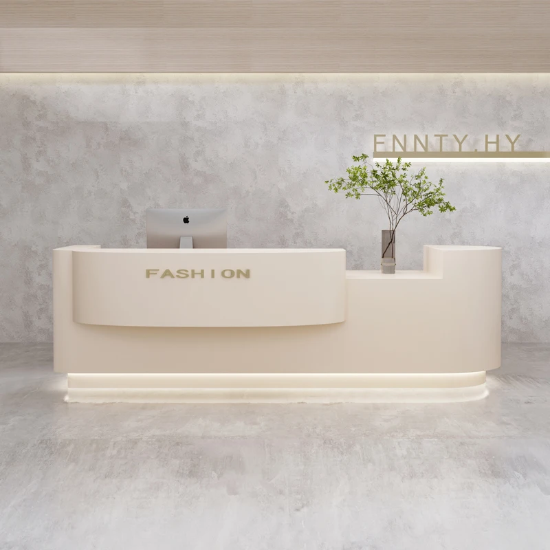 

Customized.High Quality Office Furniture MDF Wooden Gym Front Office Counter Beauty Salon White Modern Reception Desk