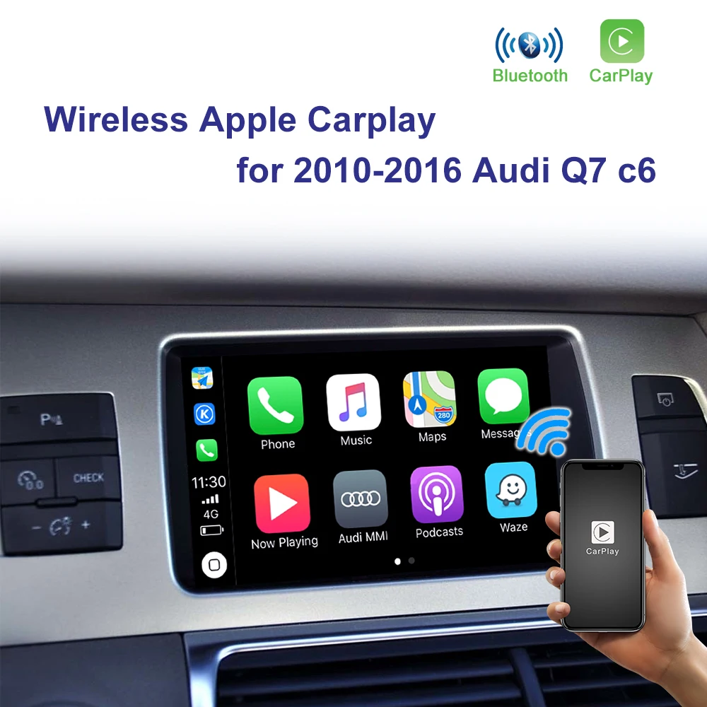 Wireless Apple CarPlay Android Auto Interface for Audi C6 A6(2010-2011) Q7(2010-2015) Mirror Link Youtube AirPlay Car Play