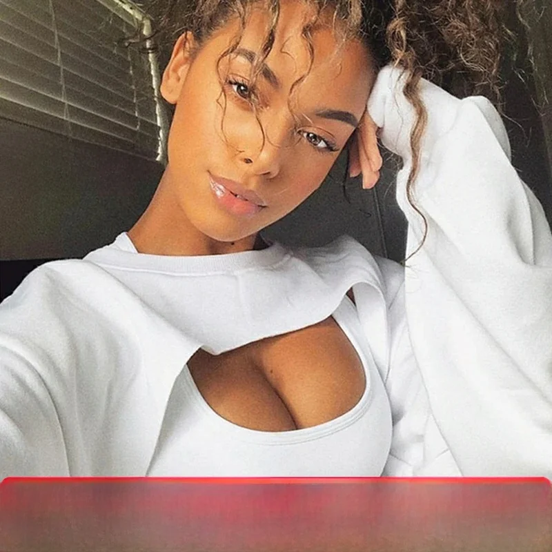 

Sexy Hollow out Crop Top Women Irregular Sweatirt Tops Trendy T-irt Ladies Faion 206 Winter Collection Polyester