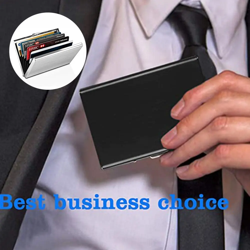 6 Card Slots Fashion Stainless Steel Metal Case Box Business Credit Card Anti-demagnetization Organizer