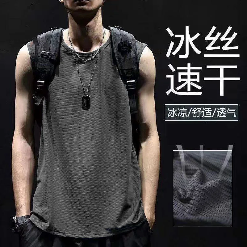 Quick-dry clothing mesh men's t-shirts and tank tops Gym basketball jerseys Vests Army Y2K Muscle Sleeveless Cheap Clothes Tees