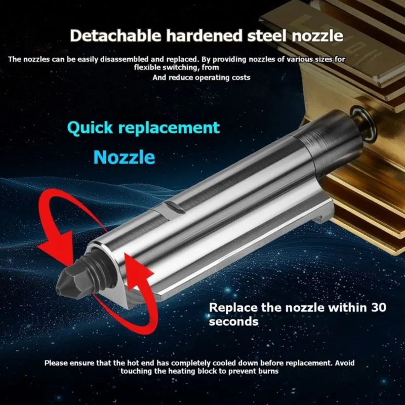 Super Sale Nozzle for Bambu Lab P2S X2D Brass Removable Hardened Steel 0.4mm Hotend for BambuLab H2D H2C H2S 3D Printer Access