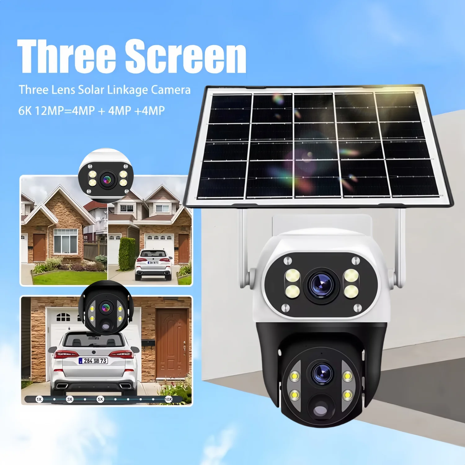 4G / WiFiソーラーカメラ デュアルレンズ 屋外 12MP 低電力バッテリー IPカメラ PIRナイトビジョン V380 Pro CCTVセキュリティ保護