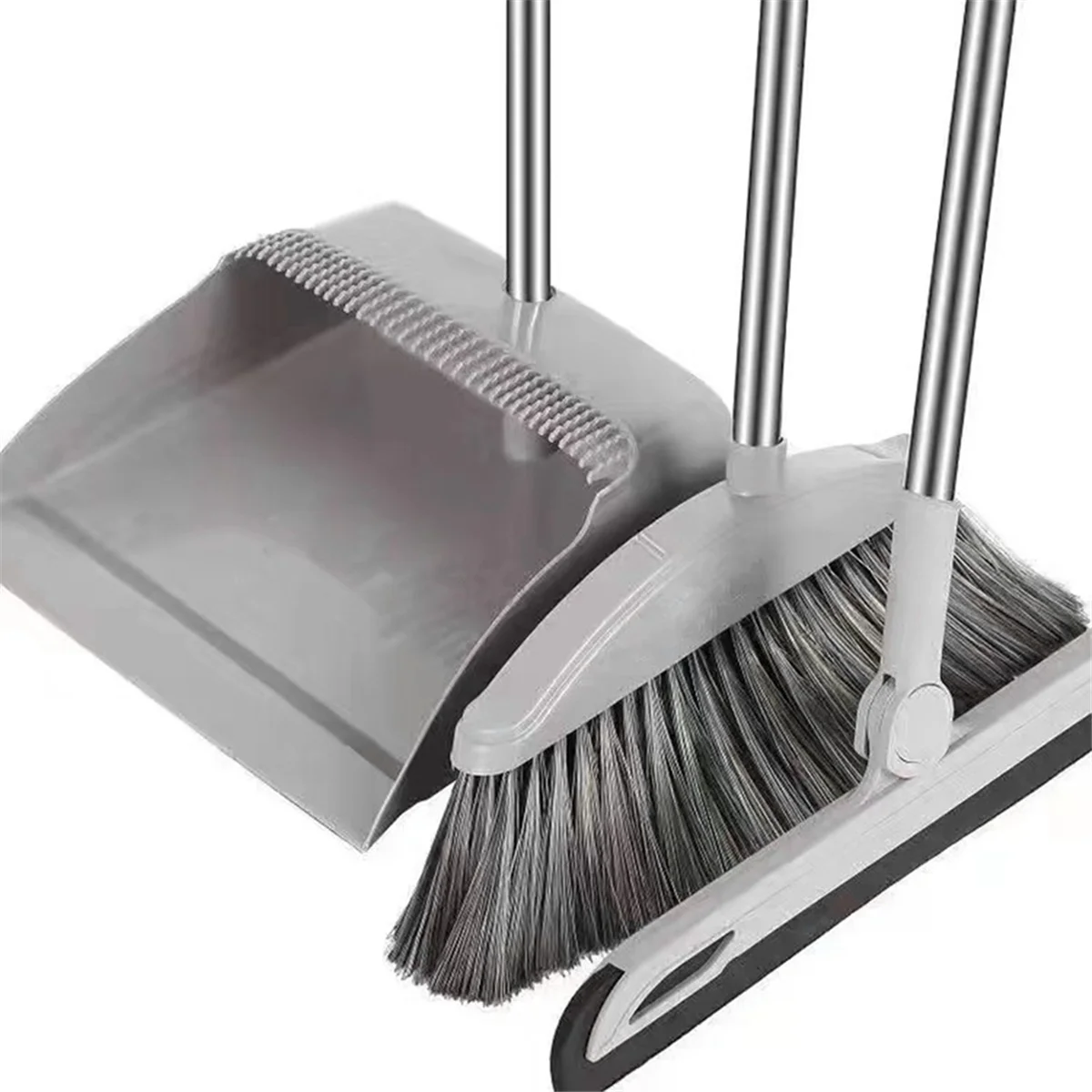 Dustpan Broom Set Floor Wiper Household Cleaning Long Handle Cleaning Set for Lobby Household Kitchen Cleaning Grey