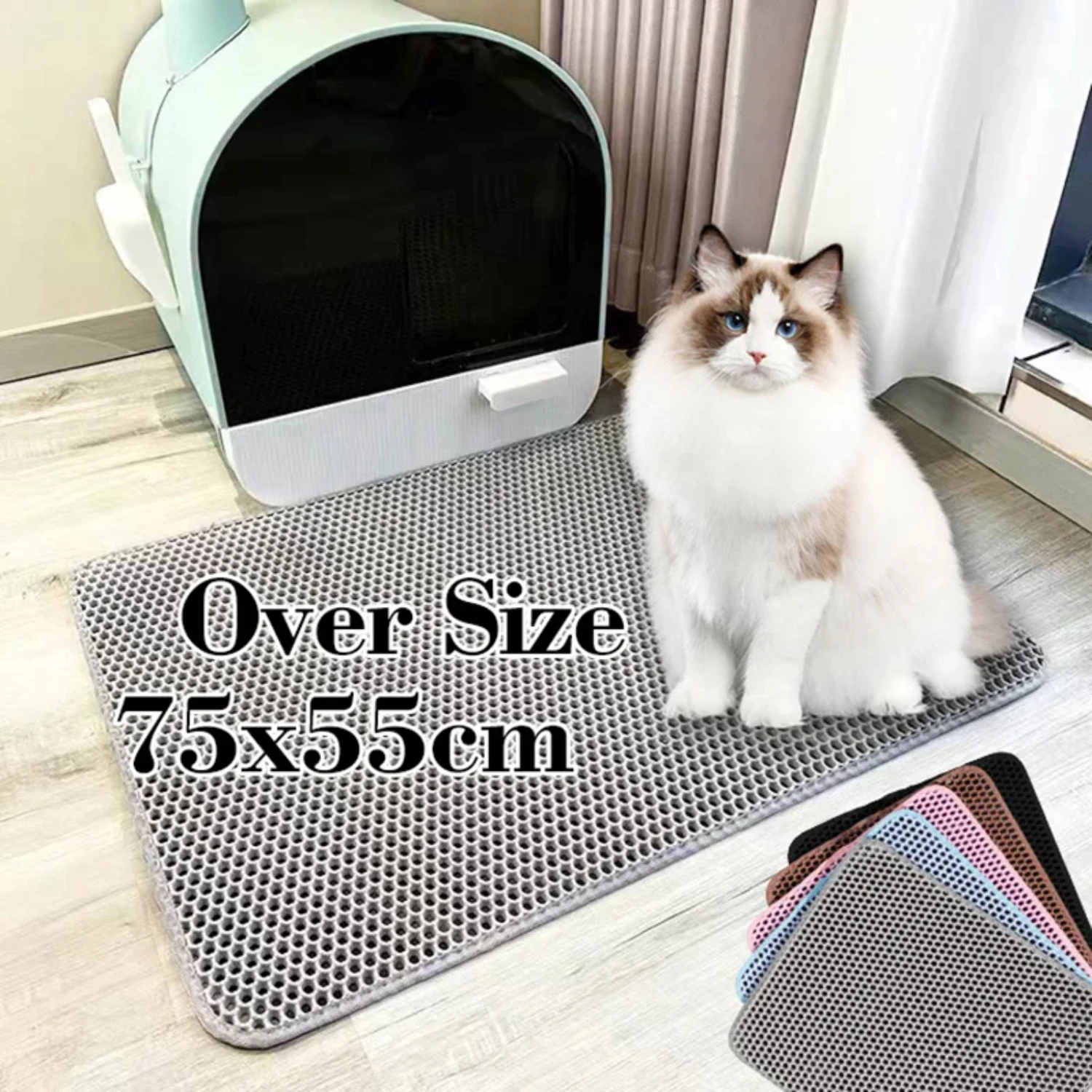 

New Waterproof Double Layer Non-slip Pet Cat Litter Mat for Clean and Dry Litter Box - Washable Bed Mat Keeps Floor Clean and Ti