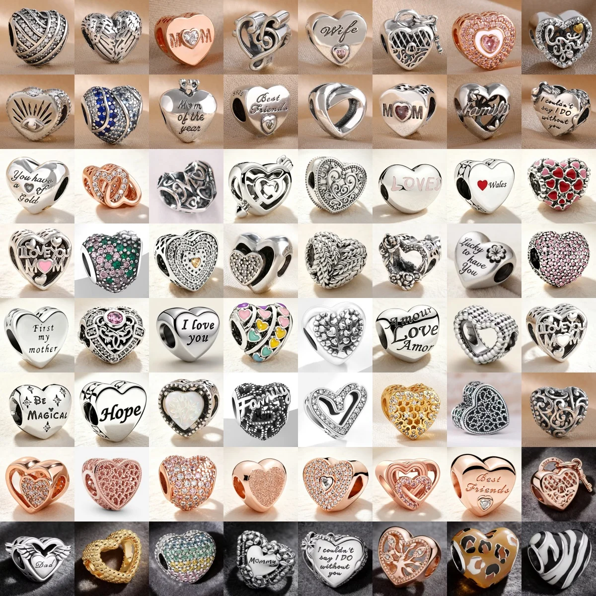 New 925Silver Heart Shaped Hollow Engraved Zircon Talisman Charm Bead Fit for Original Serpentine Bracelet DIY Exquisite Jewelry