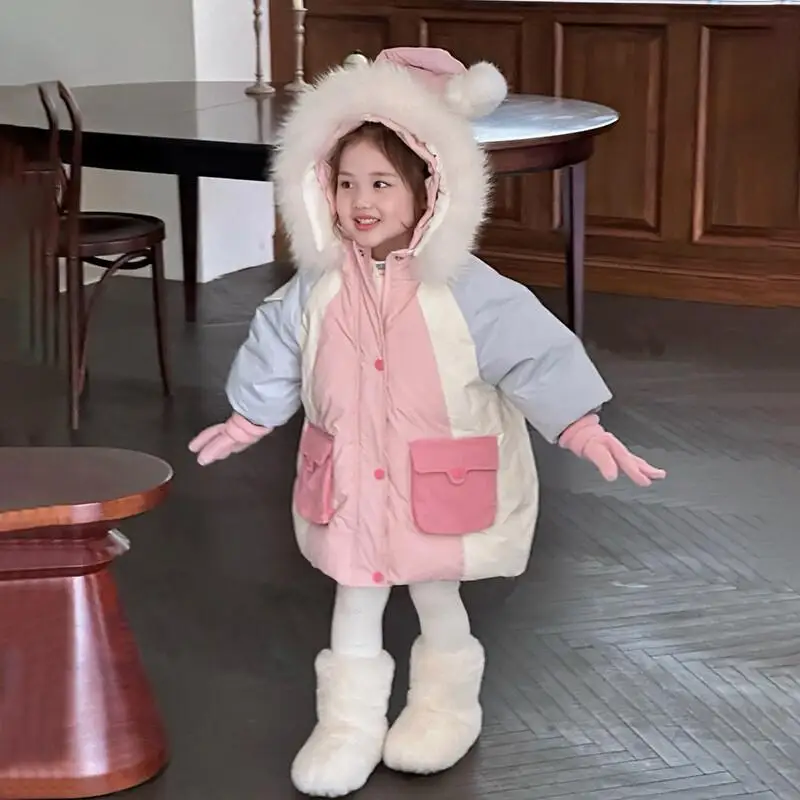 

Зимнее хлопковое пальто M303, новая одежда, модная детская стеганая куртка в западном стиле для маленьких девочек, кавайный повседневный комплект, трендовый комбинезон