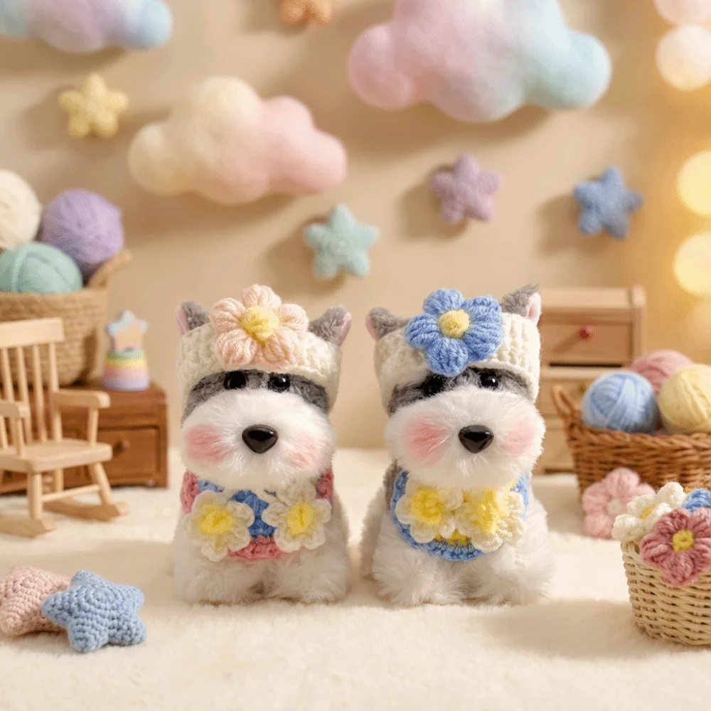 Cadeau Schnauzer pluche sleutelhanger pluizig schattig tas hanger pluche pluche pop meisje