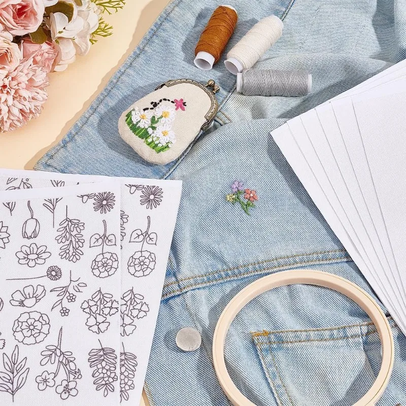 10pcs Blank Embroidery Water Soluble Stabilizer Self Adhesive Nonwoven Fabric Embroidery Backing and Top Cloth Water Soluble