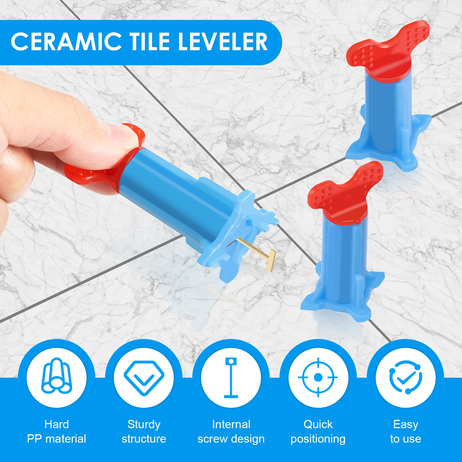 20/40Pcs Tile Leveling Tools PP Tile Positioning Leveler Internal Screw Tile Leveler Adjuster Fast Positioning Wall Tile Locator