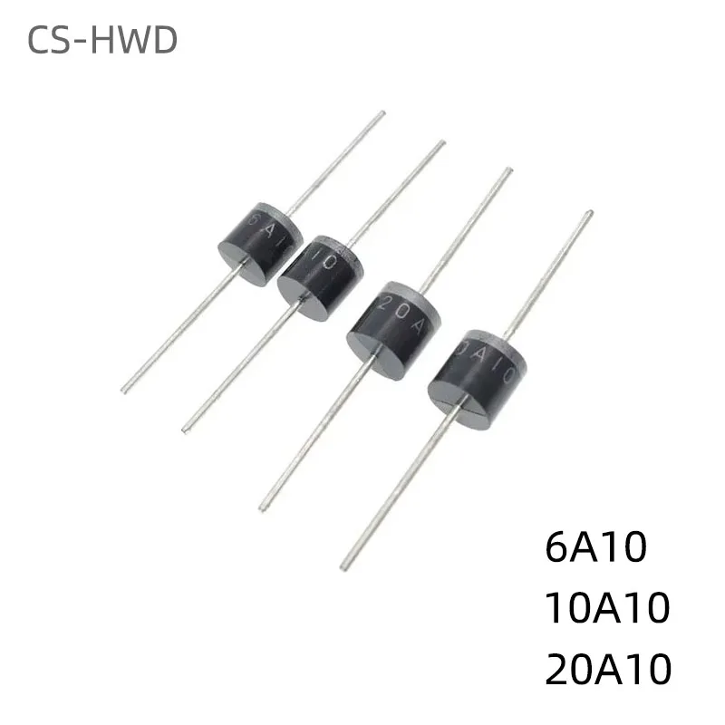 20pcs 10A10 6A10 20A10 R-6 6A 10A 20A 1000V DIP Axial Rectifier Diode Good Quality
