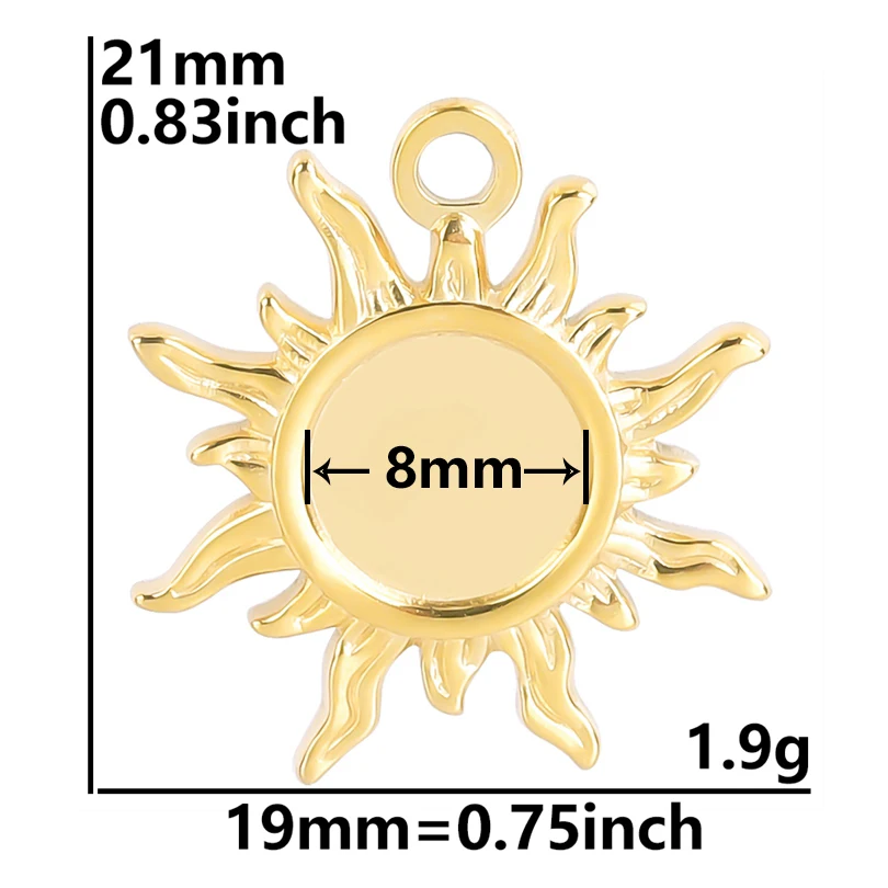 5pcs Gold Sun Charms for DIY Jewellery Making