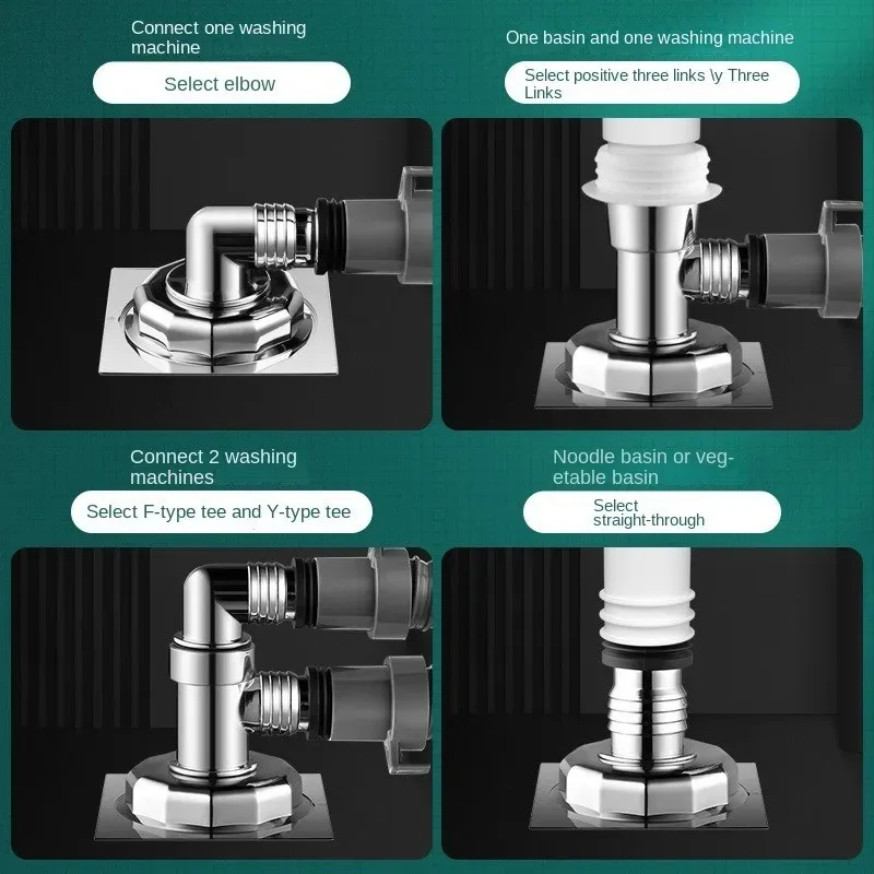 غسالة الطابق استنزاف مشترك مزدوج الغرض الأنابيب موصل المجاري المحملة غسالة صحون العالمي خرطوم محول المتاح فخ أداة #6
