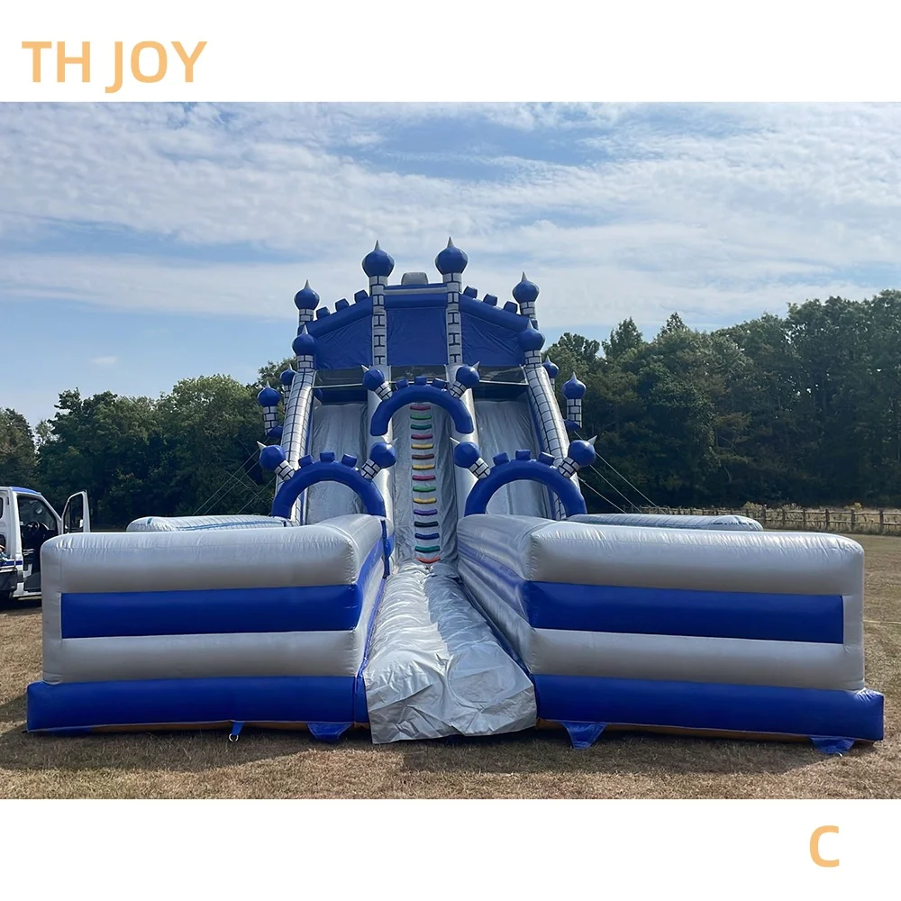 by ship to port, giant 46ft 14m Double lanes Inflatable Water Slide With Pool bouncy castle slip Slide for commercial rental