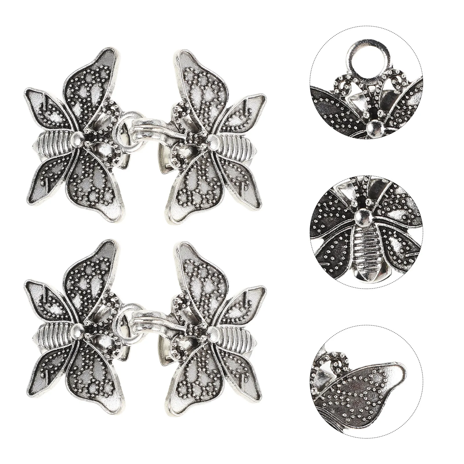 4Pcs Vintage Metal Brooch Butterfly Sweater Clips Retro Cardigan Clips for Women Shawl Collar Fastener Corset Waist Clip