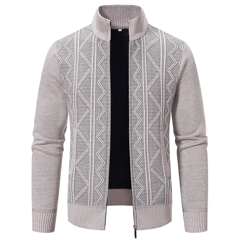 Men Knitwear Cardigans Sweaters Stand Collar Casual Sweatercoats New Autumn Winter Fleece Thicker Warm Slim Sweaters Jackets 3XL