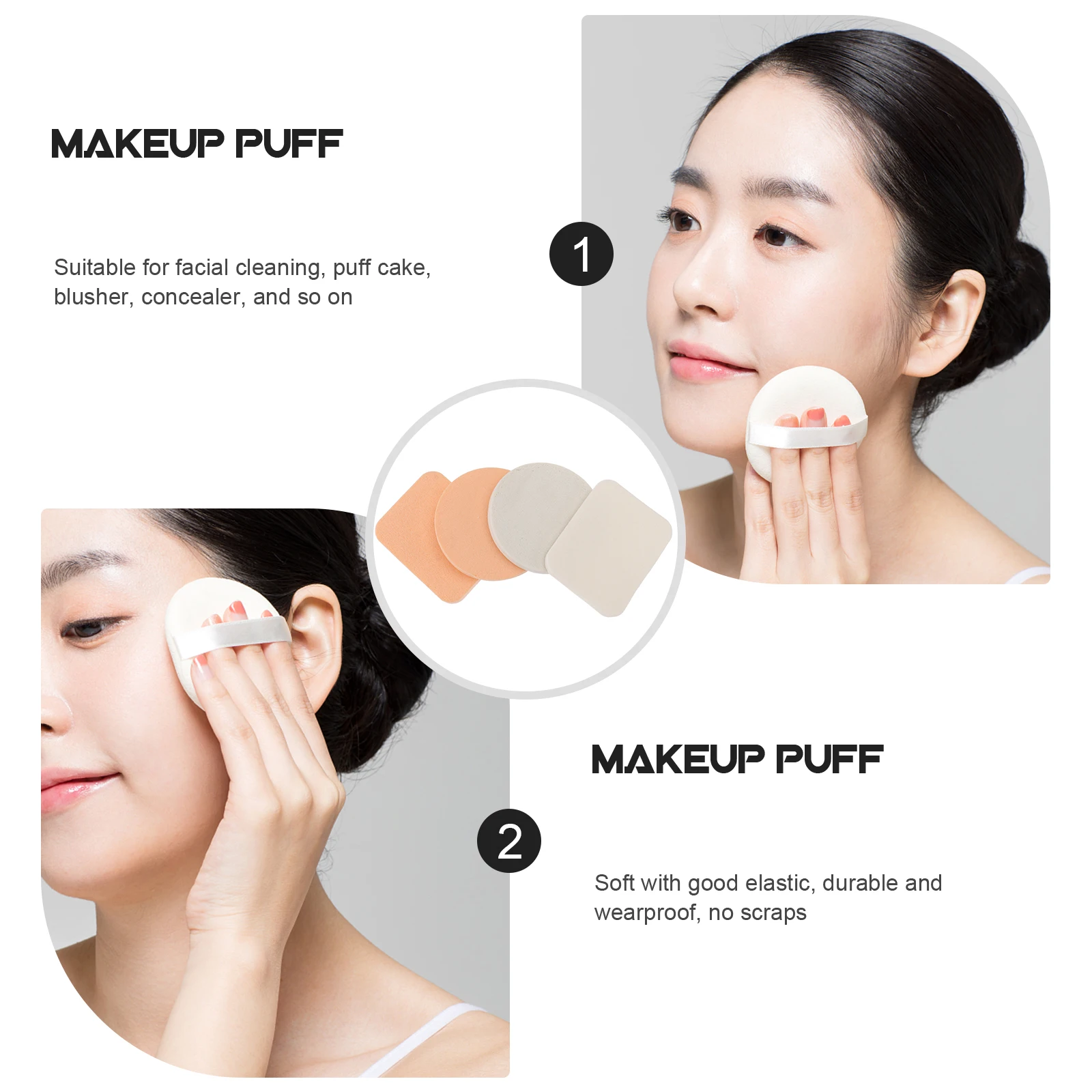 

20pcs Face Sponge Makeup Powder Puff 2 In 1 Dual Color Durable Skin-Friendly For Foundation Blusher Facial Cleaning Cosmetics