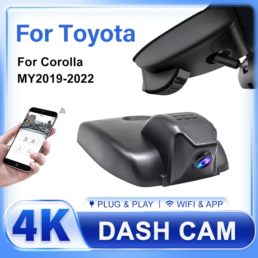 4K HD 2160P Plug and Play Wifi Car DVR Video Recorder For Toyota Corolla E210 12th Gen (Hatch & Sedan) Altis 2019 2020 2021 2022