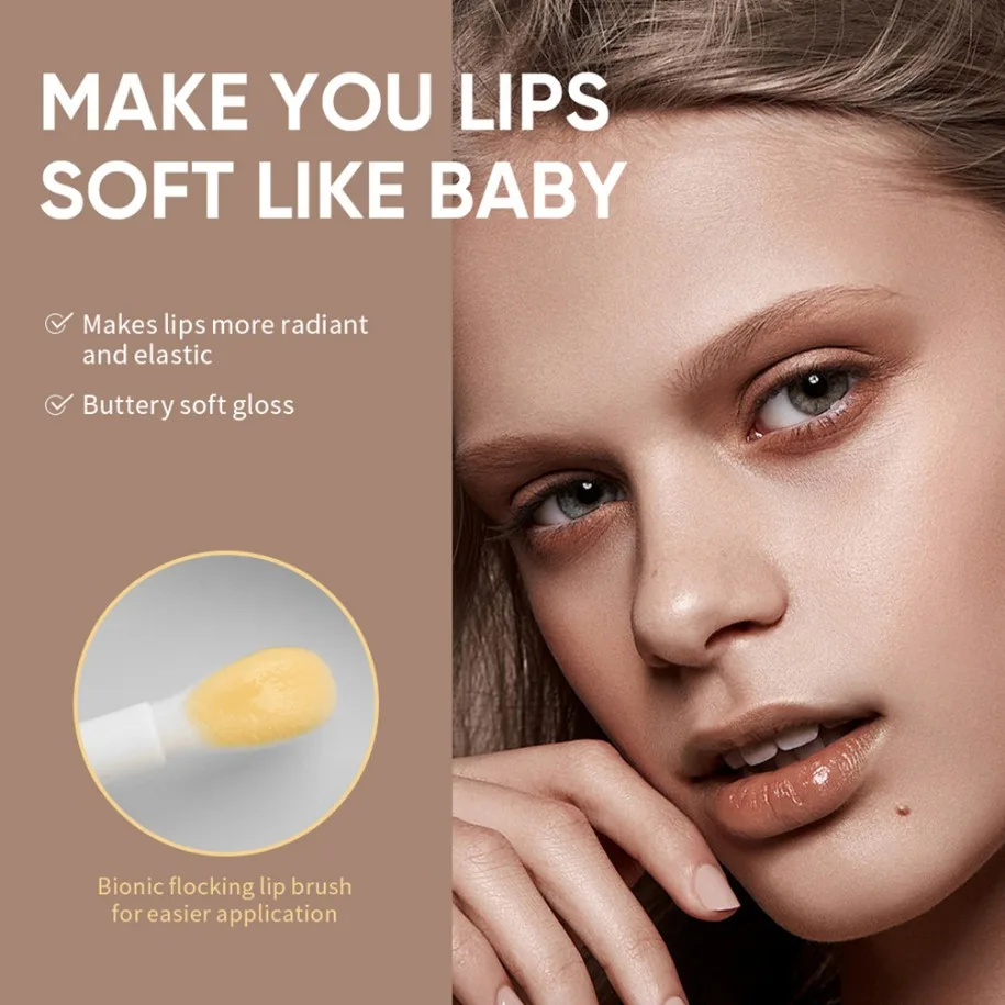 ฉลากส่วนตัวแต่งหน้ามังสวิรัติขายส่ง 6ml Smooth Butter Lip GLOSS Mirror FINISH Milk Honey Night Repair Lip Oil