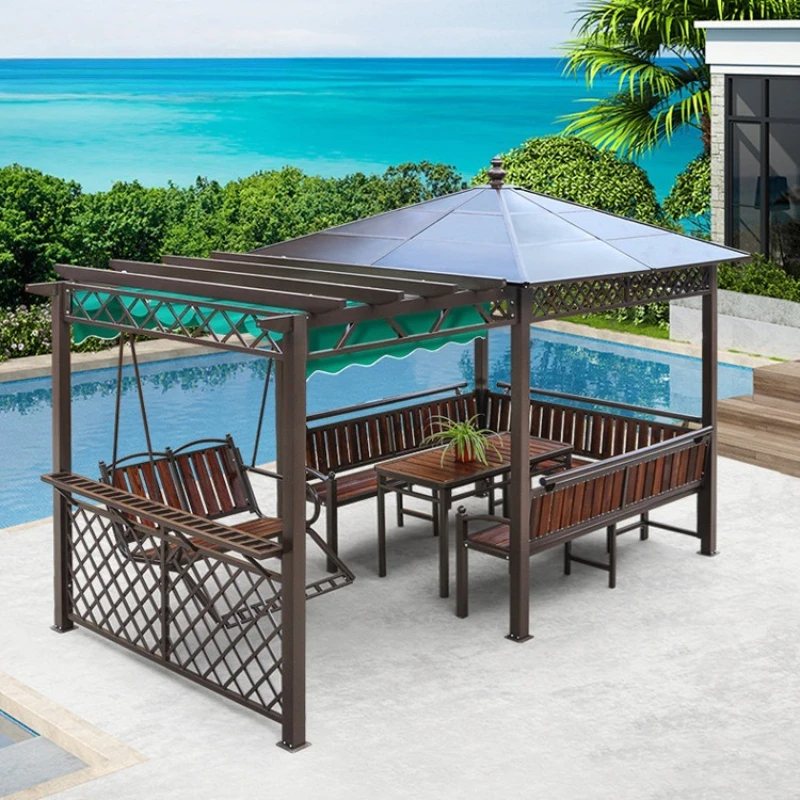 

Courtyard Garden Open-air Scenic Area Sunshade, Rainproof and Sunscreen Aluminum Alloy Swing Shed