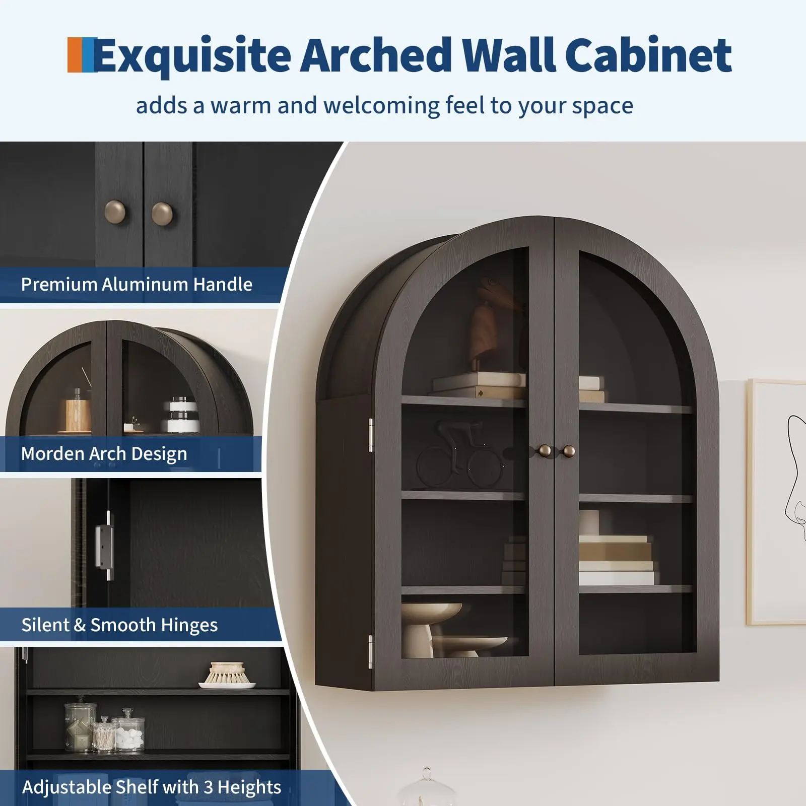 Wooden Arched Wall Cabinet, 24