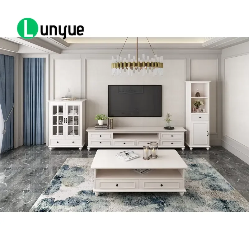 Solid Wood TV Cabinet and Coffee Table Combo for Living Room Bedroom Durable Furniture Storage Unit Space Saving Design
