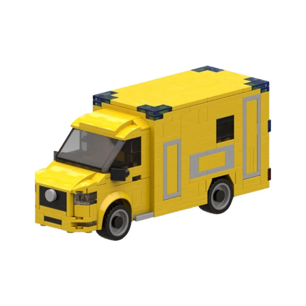 European Ambulance Building Blocks Scale City Rescue Vehicle Model Dutch Box Type Emergency Support Car Kids Toy Holiday Gift