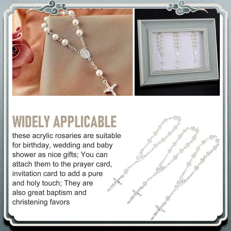 30Pcs Baptism Rosary Beads Finger Baptism Rosaries Faux Pearls For Baptism Favors Christening Favors Communion Favors Top-Rated