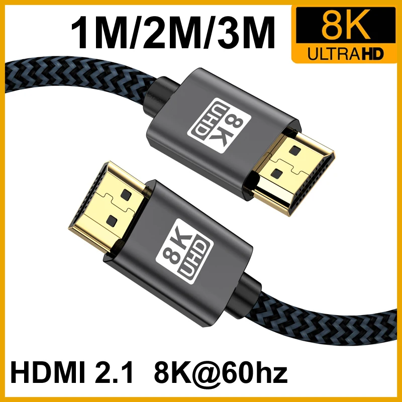 NEW 8K 60Hz HDMI Compatible Cable, 4K 120Hz 48Gbps High Speed HDR ARC HD Cord, Compatible with TV, Projector, Laptops, PS4,PS5