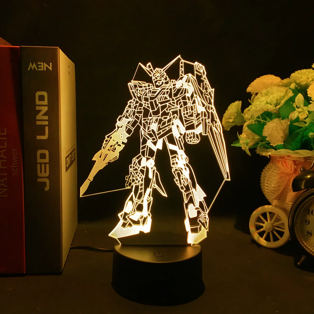 子供のためのLEDアクリルスタンド付きgundamアクションフィギュア,漫画のモバイルスーツ,寝室の装飾,常夜灯,誕生日プレゼント