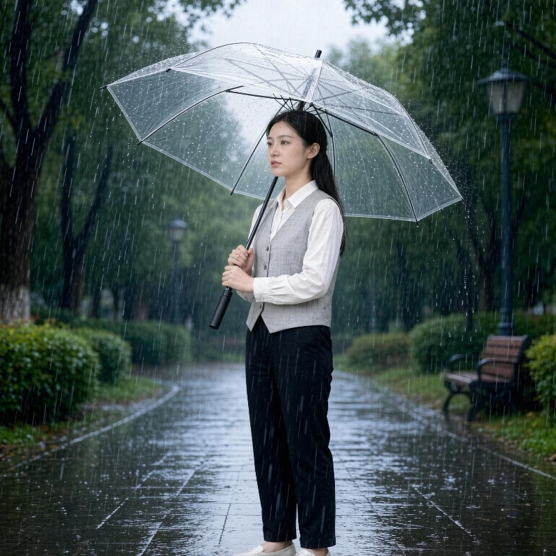 Jumbo Automatic Clear Umbrella Extra Large Transparent Windproof Heavy Duty Long Handle Rain Umbrella for 3 People 투명 장우산