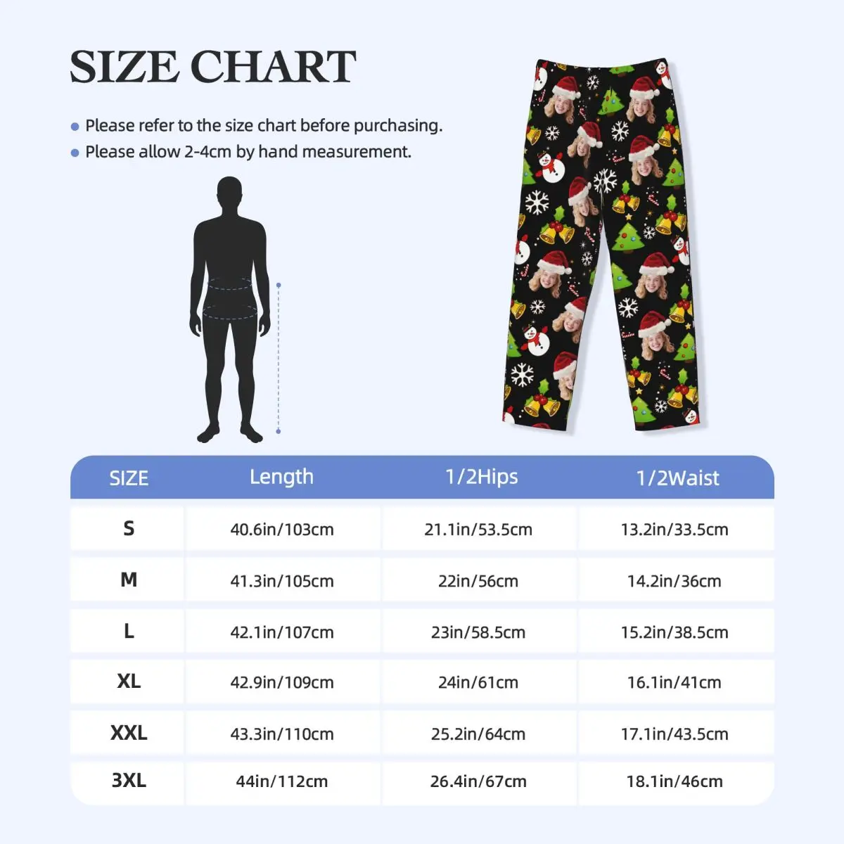 Pantalones de pijama personalizados con foto de cara personalizada de Navidad para hombre, ropa de dormir, pantalones de salón con bolsillos