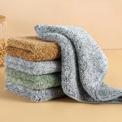 Soft Washing Cloth No Shedding Bamboo Charcoal Fiber Absorbent Kitchen Towel Dish Towel Dishcloth Cleaning Cloth