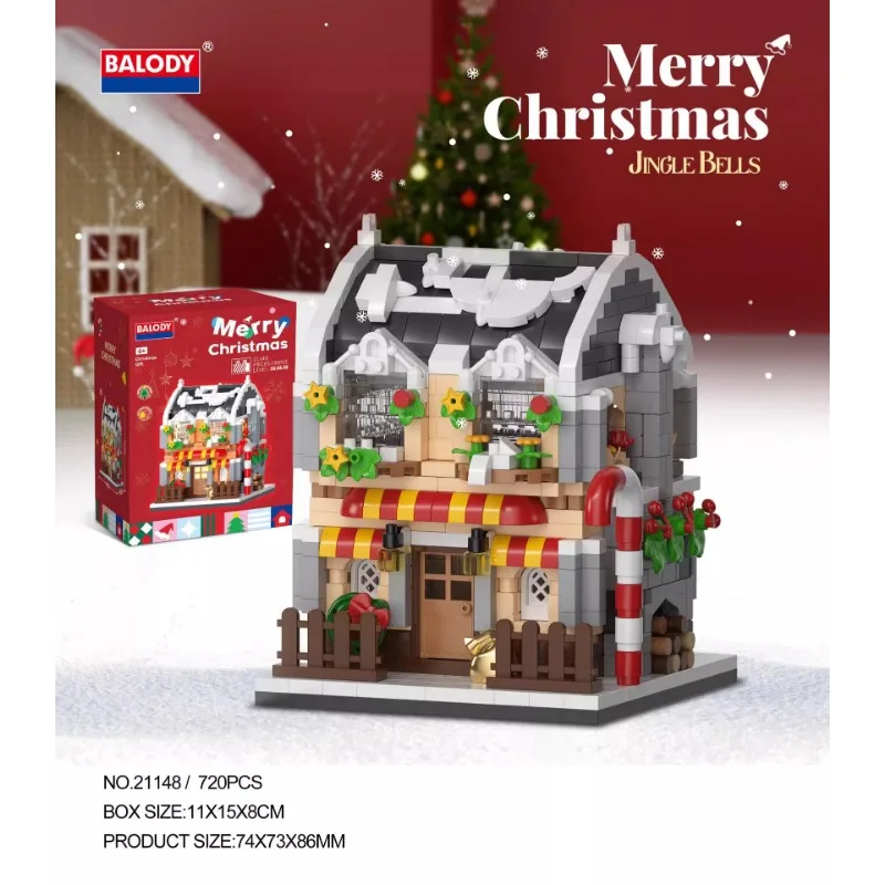 New Christmas Street Scene Building Blocks Candy House Small Particle Model Ornaments Educational Children's Toys Christmas Gift