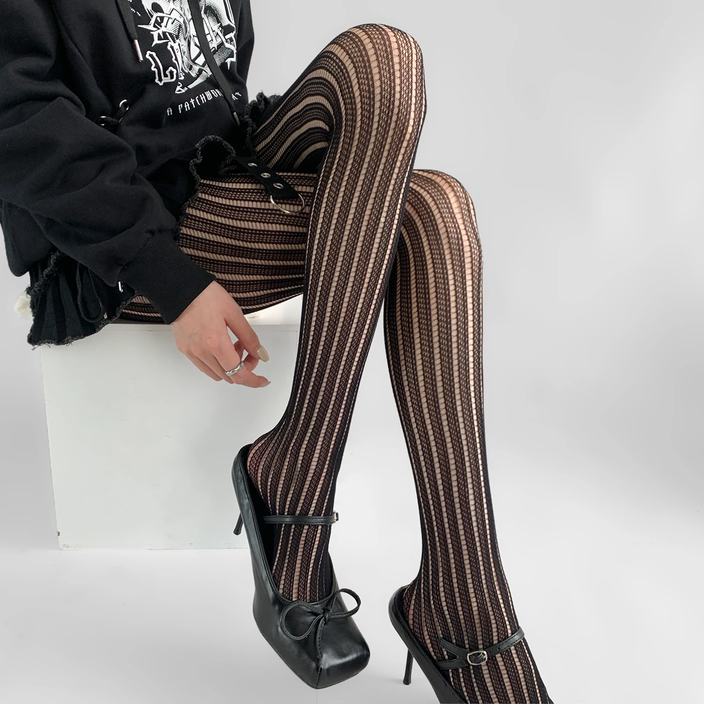 Mulher meninas moda punk gótico fishnet meias cobra crânio listrado malha collants calcinha lolita plus size meia-calça leggings