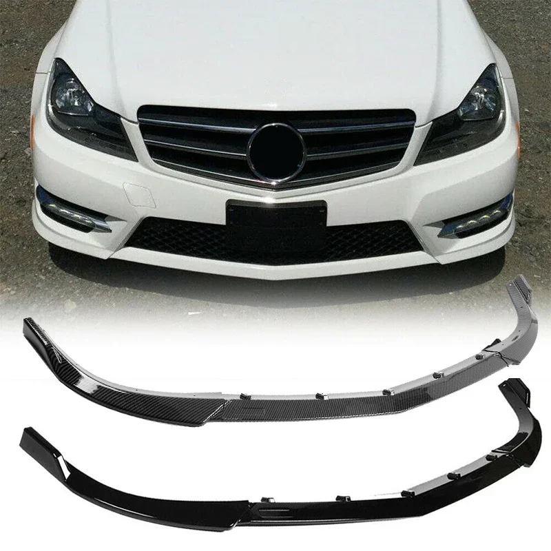 

Gloss Black Carbon Fiber Front Bumper Lip Splitter Spoiler for Mercedes Benz W204 C200 C250 C300 Sport 2012-2014