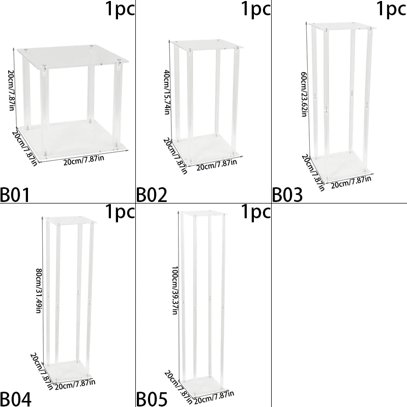 20/40/60/80/100cm wysoki stojak na kwiaty ślubne kwiat ślubny akrylowy stojak na kolumnę na wesele Baby Shower Party stół Centerpiece