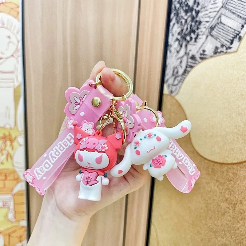 Sanrio Kuromi Melody Pochacco Purin Cherry Blossom Series llavero colgante bolsa colgante pequeño regalo lindo chica exquisita