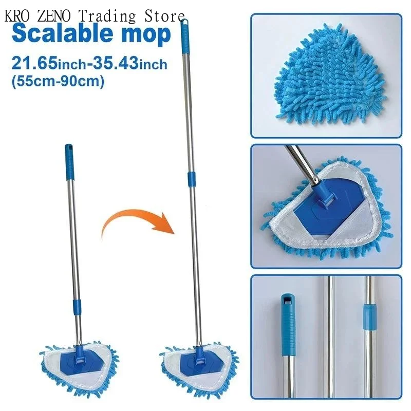 Rotary Triangular Ceiling Mop Long Handle Mop Floor Cleaning Original Wall Mop Cleaner Rotating Triangle Mop Window Wet Dry Mop