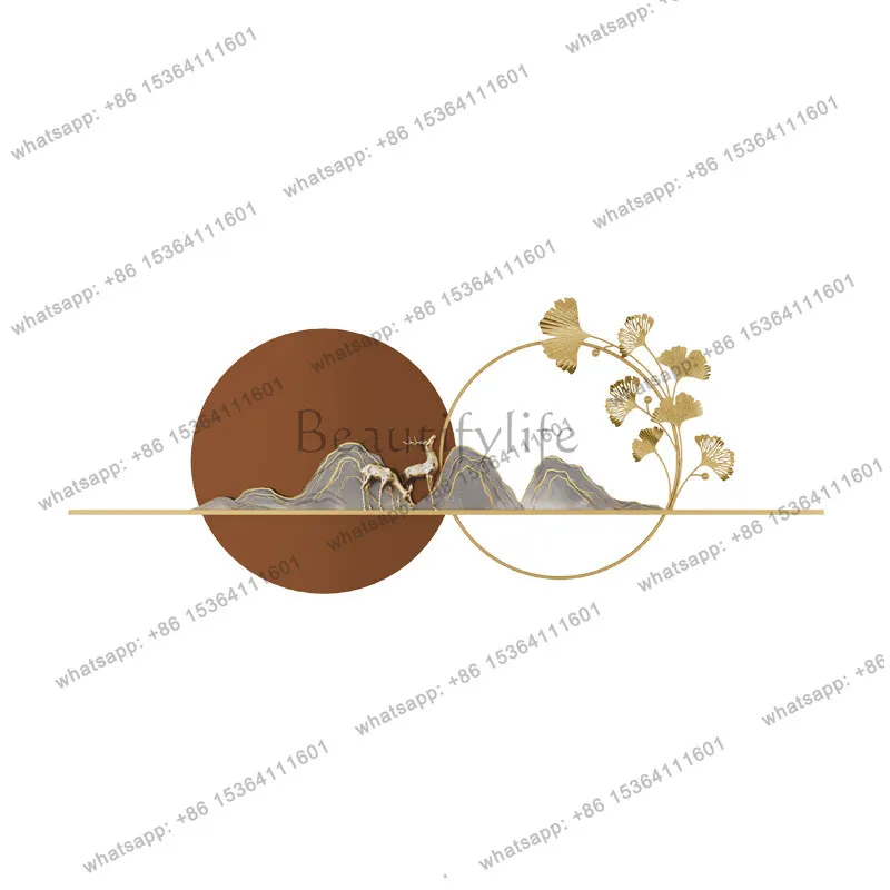 Modern simple creative light luxury ginkgo leaf decorative painting living room bedside background wall high-end murals