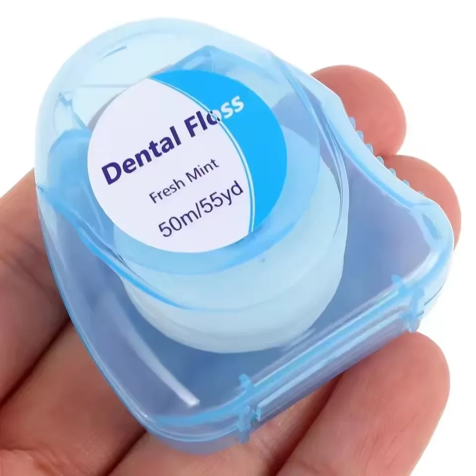 1-12Pcs Mint Flavor Dental Floss Ultra Thin Flat Micro Wax Interdental Cleaner for Removing Food Particle Prevent Cavitie 3Color
