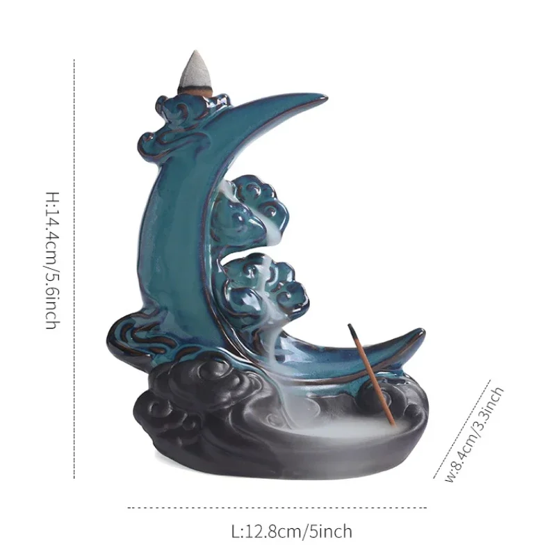 1pc, Moon-shaped Ceramic Incense Burner for Home Decor with Backflow Feature Incense Stick Holder (Without Incense)