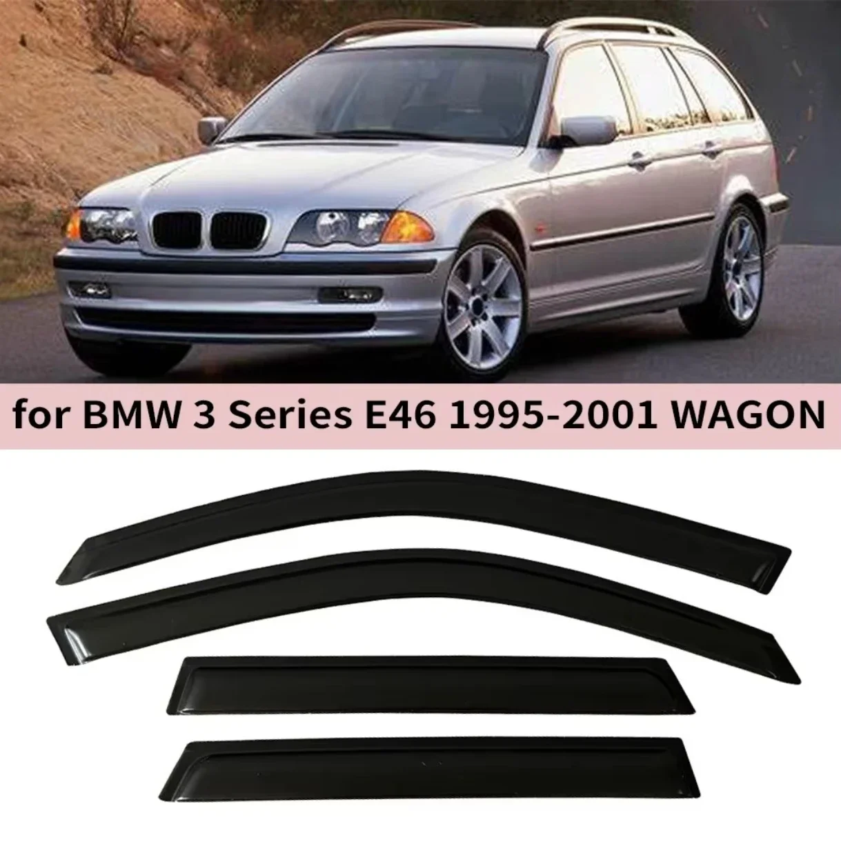 For BMW 3 Series E46 WAGON 1995 1996 1997 1998 1999 2000 2001-2005 Wind Deflectors Rain Guards Door Visor Vent Window Visor Cars