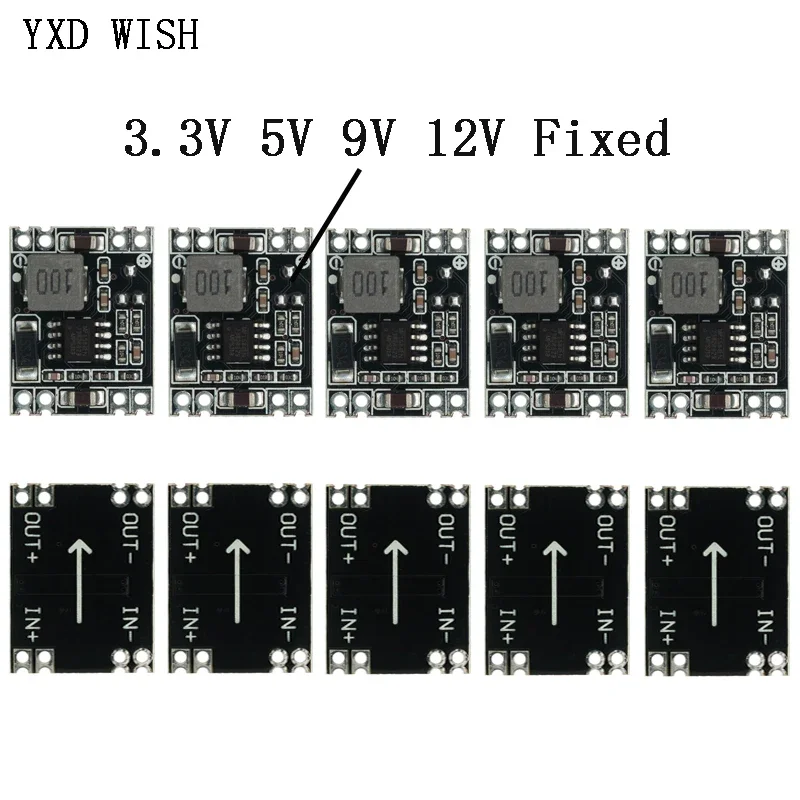 5pcs DC-DC Step-down Power Supply Module DC 5V-12V 24V to 5V 3.3V 9V 12V Fixed Output High-Current Buck Converter Board